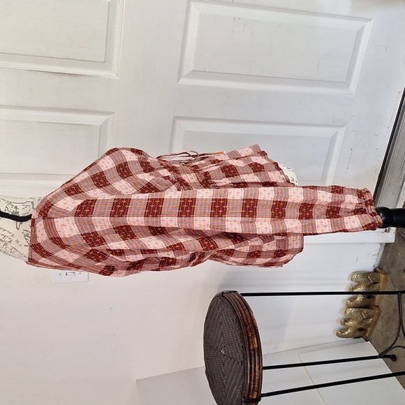 Anthropologie Pilcro Plaid Checkered Deep-V Women's Long Sleeve Blouse Women L - Picture 12 of 12